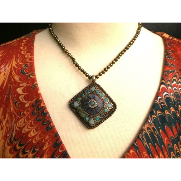 Vintage Hammered Brass Fresh Water Pearl Necklace - Picture 1 of 5